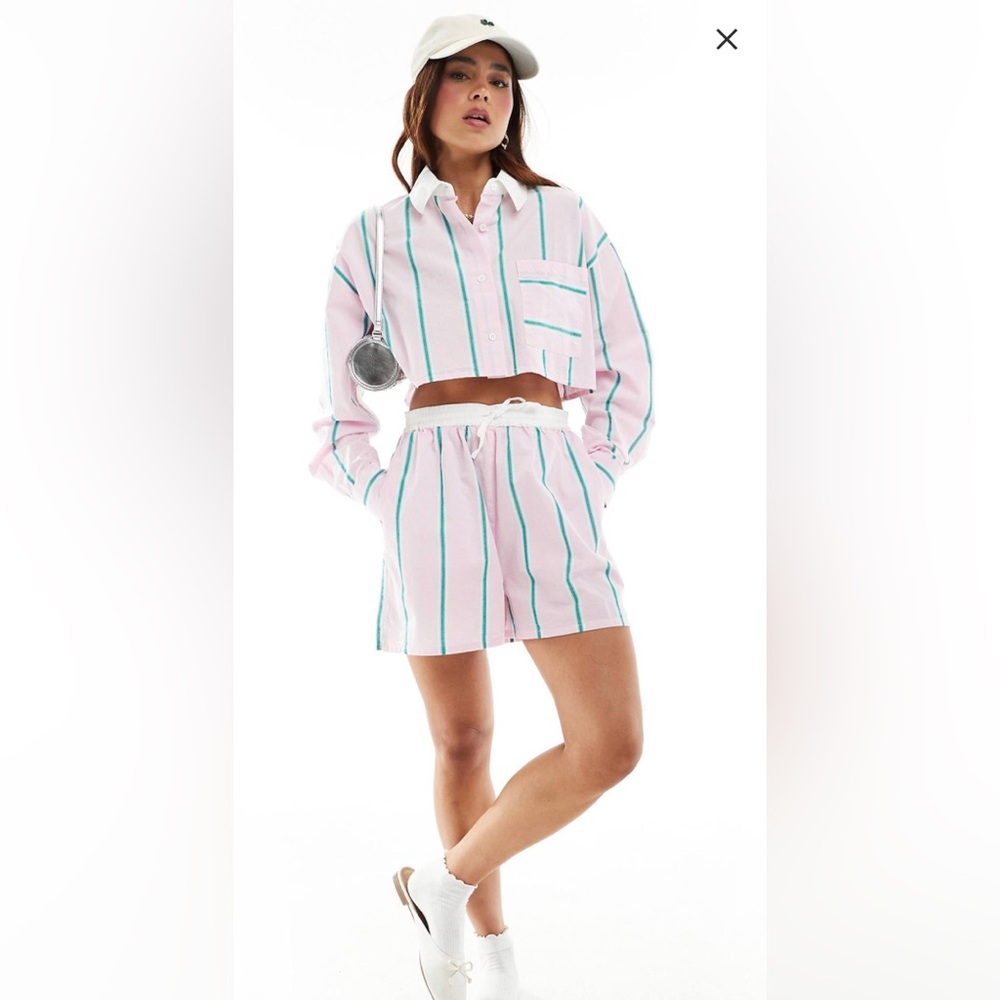 ASOS Cropped collared shirt with boxer SET